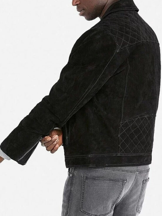 Mens Express Suede Quilted Black Leather Jacket