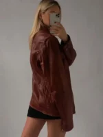 Oversize Distressed Brown Jacket Back View