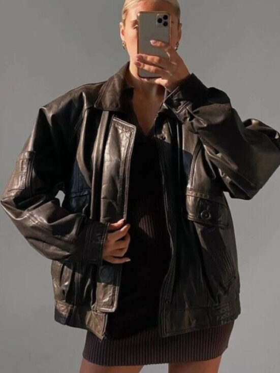 Women’s 90’s Oversize Leather Jacket