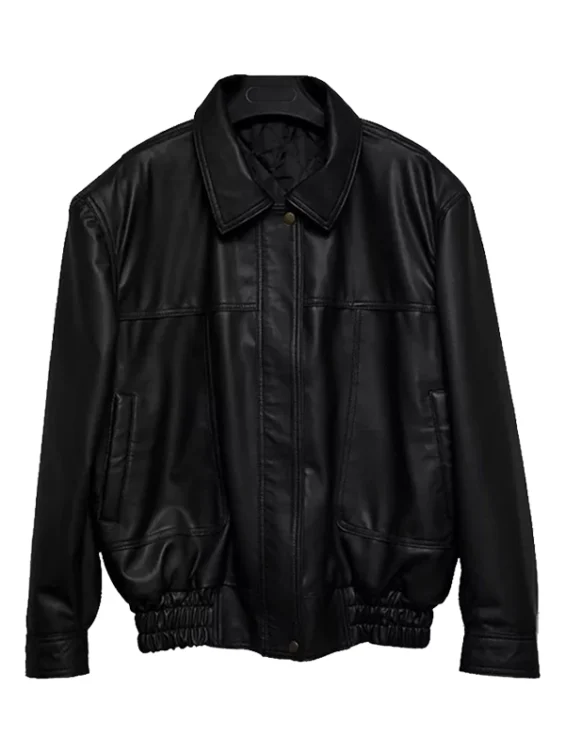 Women’s 90’s Oversize Classic Retro Black Leather Jacket