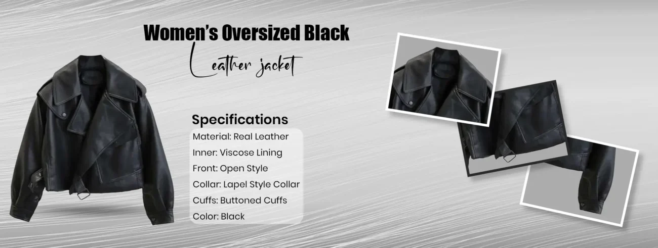 Women’s Oversized Black Leather jacket