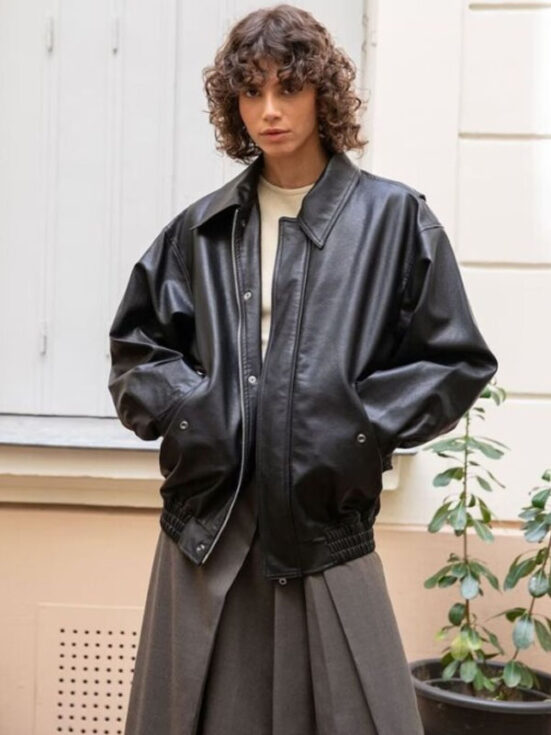 Women’s Stylish 90’s Oversize Leather Jacket