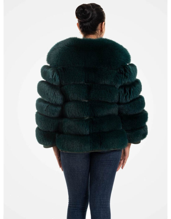 Fashion Real Fox Fur Green Jacket For Women
