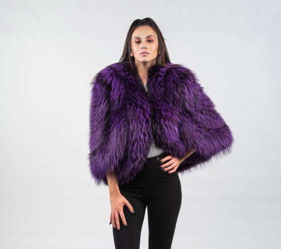 Fox Fur Purple Cape For Women