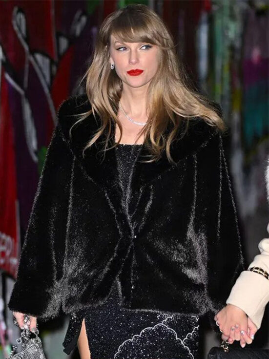 34th Taylor Swift Black Fur Jacket
