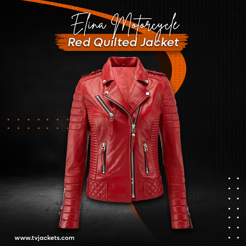 Elina Motorcycle Red Quilted Jacket