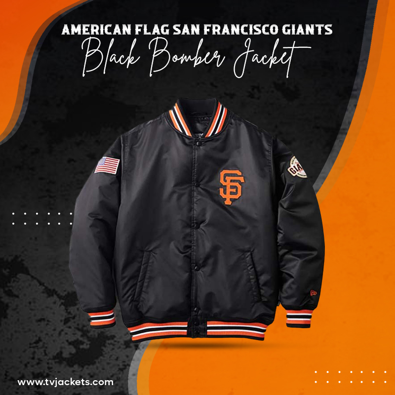American Flag San Francisco Giants Black Bomber Jacket