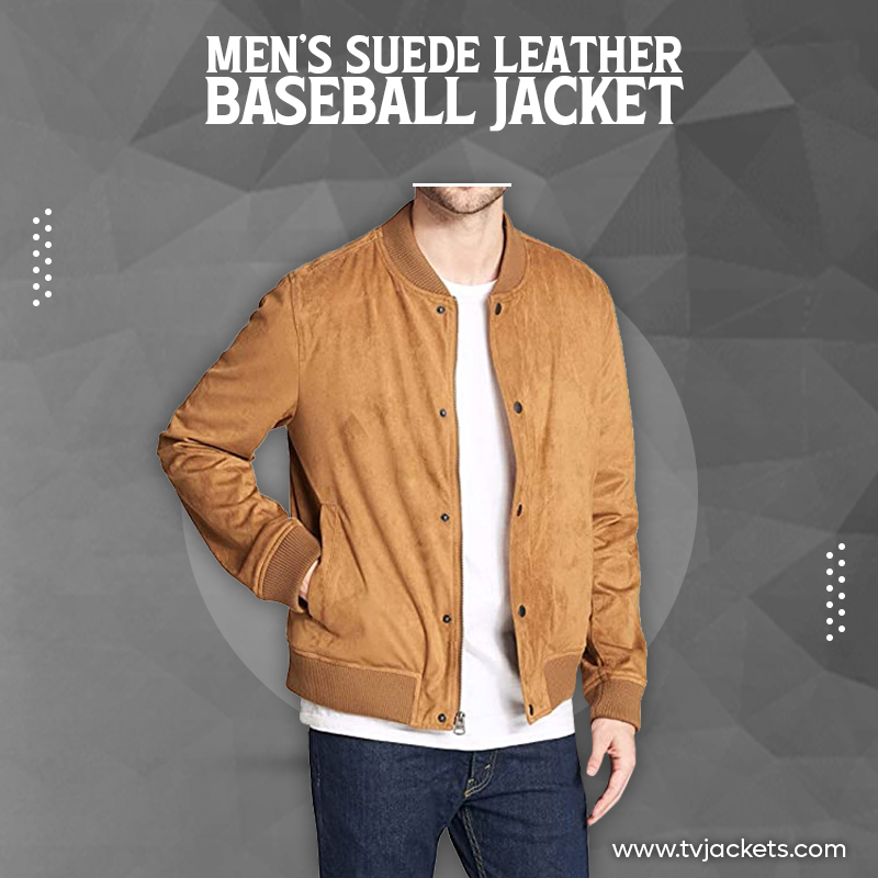 Men’s Suede Leather Baseball Jacket