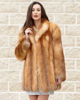Red Fox Fur Stroller Coat Women