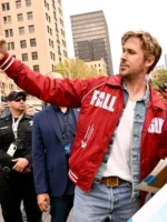 The Fall Guy 2024 Ryan Gosling Red Jacket side pose