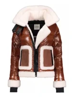 Kaya Blanke Elsbeth Carra Patterson Brown Fur Puffer Leather Jacket