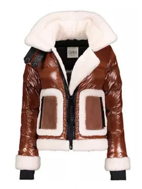 Kaya Blanke Elsbeth Carra Patterson Brown Fur Puffer Leather Jacket