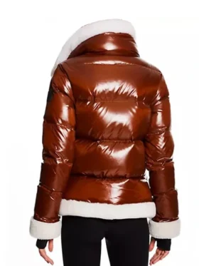 Kaya Blanke Elsbeth Carra Patterson Brown Fur Puffer Leather Jacket
