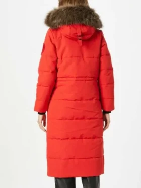 Carrie Preston Elsbeth Red Puffer Furr Collar Jacket