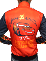 Lightning McQueen Racing Jacket back view showcasing the bold number ninety-five and signature yellow lightning bolt.
