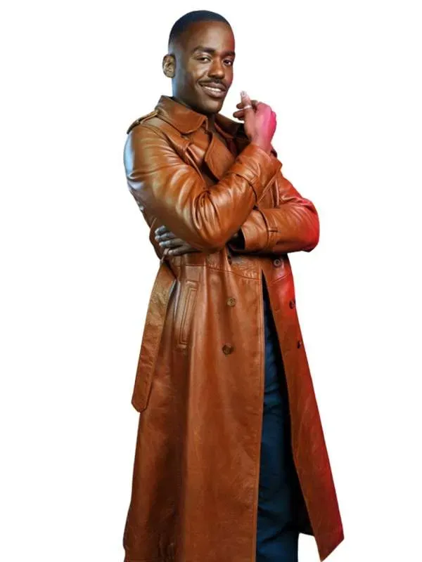 Ncuti Gatwa Doctor Who 15th Doctor Brown Leather Trench Coat Doctor Who 15th Doctor Brown Leather Coat