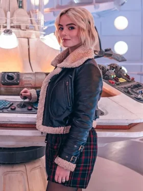 Doctor Who 15th Ruby Sunday Shearling Leather Jacket