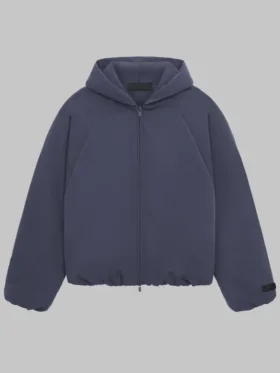 Fear-of-God-Essentials-Bomber-Jacket-Marine-Military-Nylon-Hooded-Jacket-Front-Side