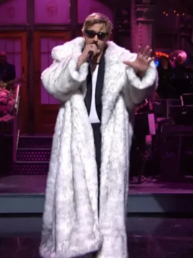 Ryan Gosling White Fur Coat.