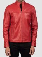 Mens Elegant Red Leather Jacket