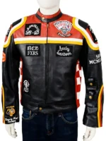 Rugged biker jacket from the film Harley Davidson and the Marlboro Man in black and orange.
