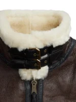 Mens B-3 Shearling Brown Leather Bomber Aviator Jacket