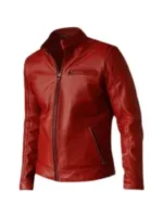 Mens Elegant Red Leather Jacket