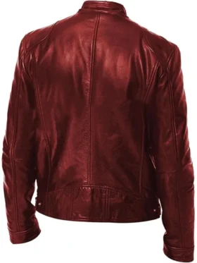 Mens Real Red Leather Jacket For Man