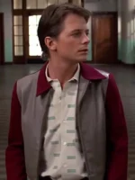 Close-up of the Marty Mcfly BTTF 1955 Jacket showing texture and stitching details.