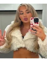 Tiffany Stratton White Cropped Sherpa Jacket