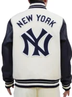 Back view of the Unisex New York Classic Oversized Varsity Jacket showing the large logo.