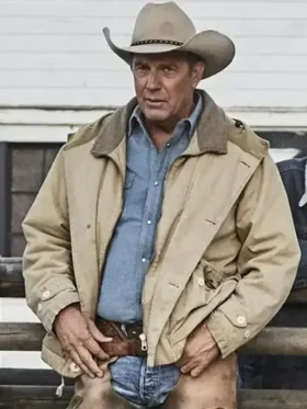Yellowstone S1 John Dutton Beige Cotton Jacket