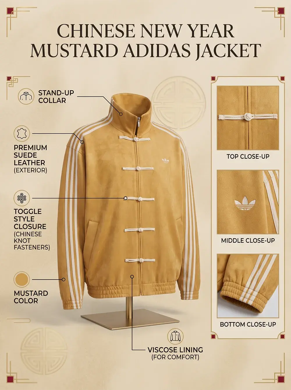Chinese New Year Mustard Adidas Jacket - TV JACKETS