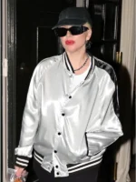 Lady Gaga Silver Metallic Bomber Jacket