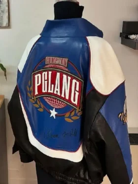 Full length shot of the Super Bowl LIX Kendrick Lamar Gloria Leather Jacket.