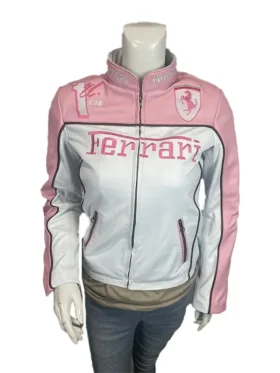Womens Ferrari Pink Leather Jacket