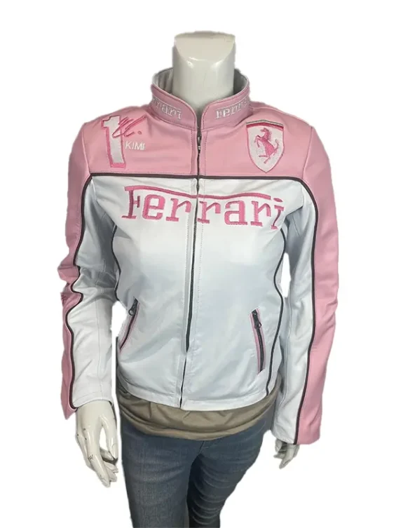 Womens Ferrari Pink Leather Jacket