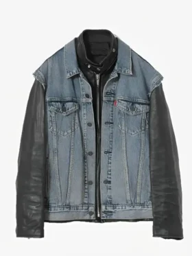 Side profile of the Eddie Munson Hellfire Club jacket showing the authentic 80s rockstar fit