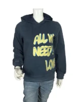 All We Need Is Love Hoodie showcasing the complete minimalist design and soft-touch premium fabric.