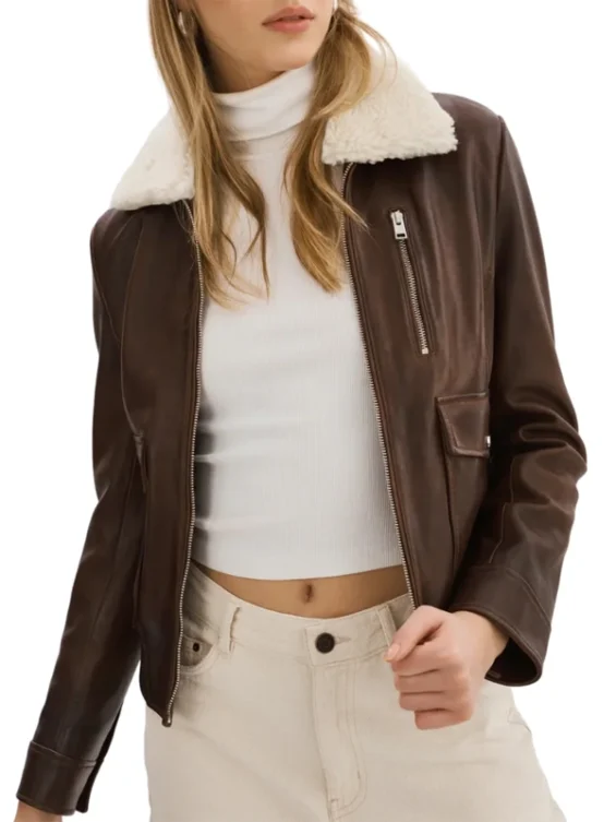 Brown Leather Aviator Jacket