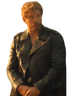 Chris Pratt The Electric State Black Leather Jacket