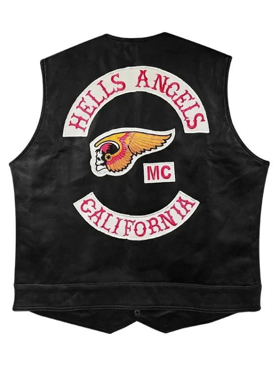 California Hells Angels Black Leather Vest: Iconic Biker Style Hells Angels California Leather Vest