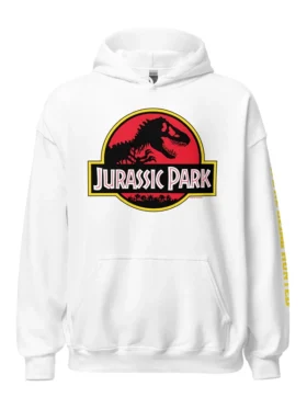 Jurassic Park Logo Unisex White Hoodie