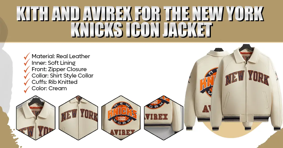 Technical breakdown of the Kith And Avirex for the New York Knicks Icon Jacket.
