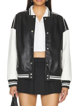 Ladies Leather Bomber Jacket