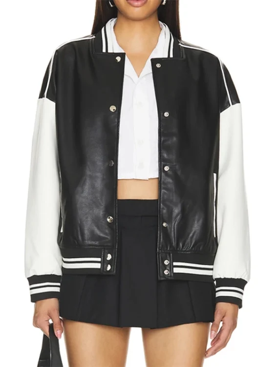Ladies Leather Bomber Jacket