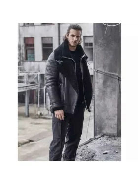 Mens B3 Aviator Sheepskin Black Bomber Jacket