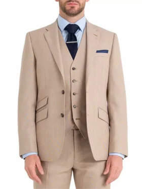 Mens Three Piece Tan Tuxedo Wedding Suit