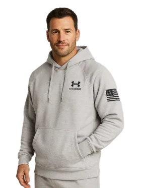 Mens UA Freedom Flag Hoodie - Grey