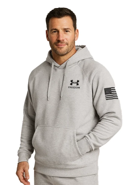 Mens UA Freedom Flag Hoodie - Grey